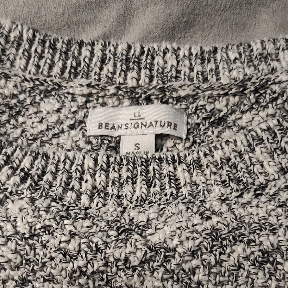 L.L. Bean Black and White Crew Neck Sweater